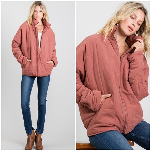 JODIFL Vintage Mauve Oversized Quilted Puffer Jacket - Picture 8 of 8